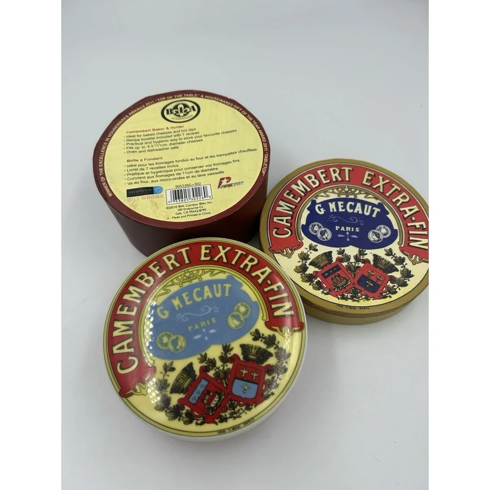 2 piece porcelain lidded pot to bake and serve cheeses like Camembert or Brie